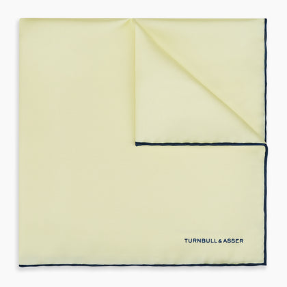 GOLD AND NAVY BLUE PIPED SILK POCKET SQUARE Image 4