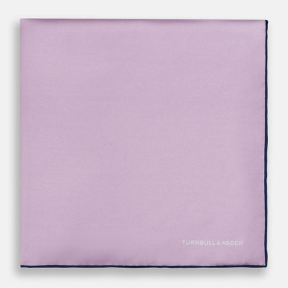 Lilac Piped Silk Pocket Square Image 2