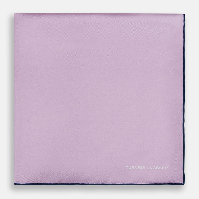 Lilac Piped Silk Pocket Square Image 2
