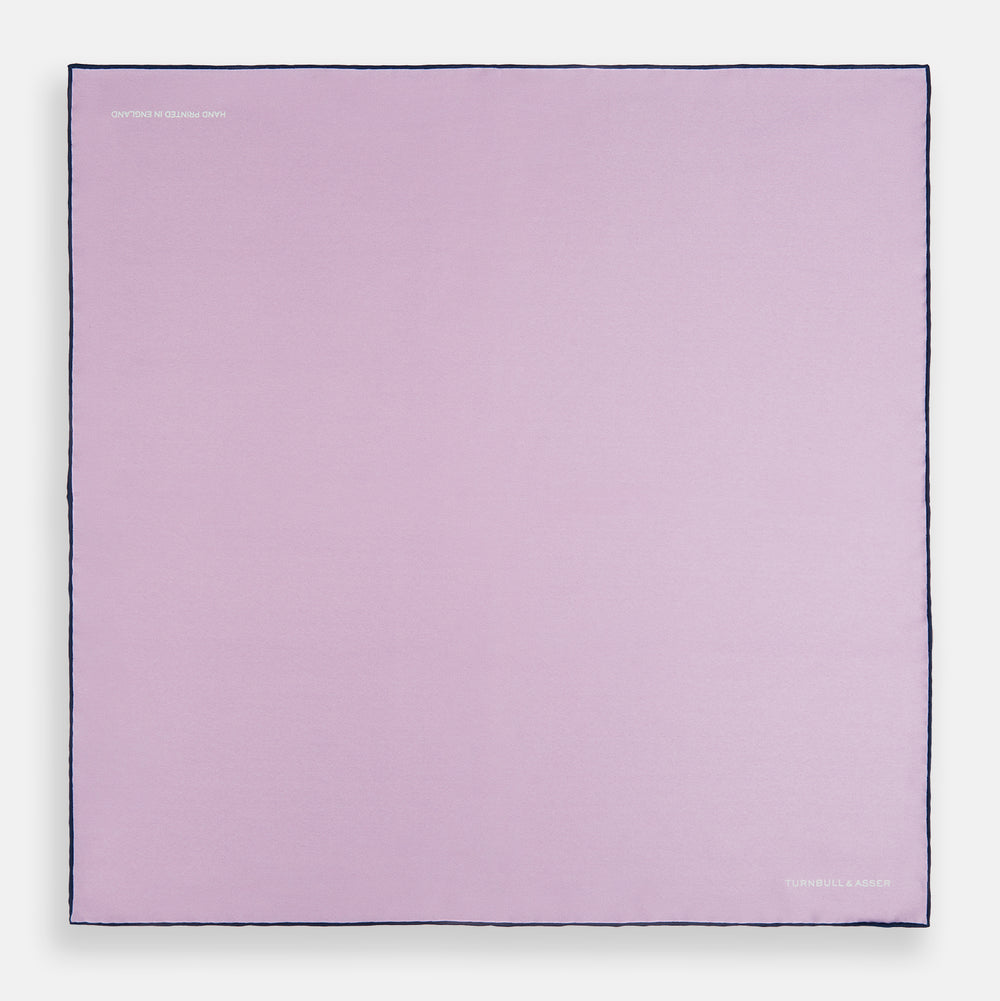 Lilac Piped Silk Pocket Square