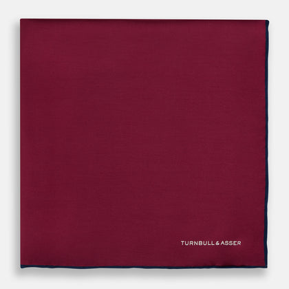 Mauve Piped Silk Pocket Square Image 2