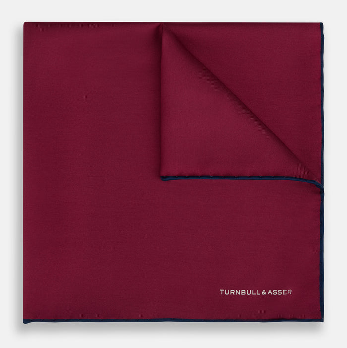 Mauve Piped Silk Pocket Square