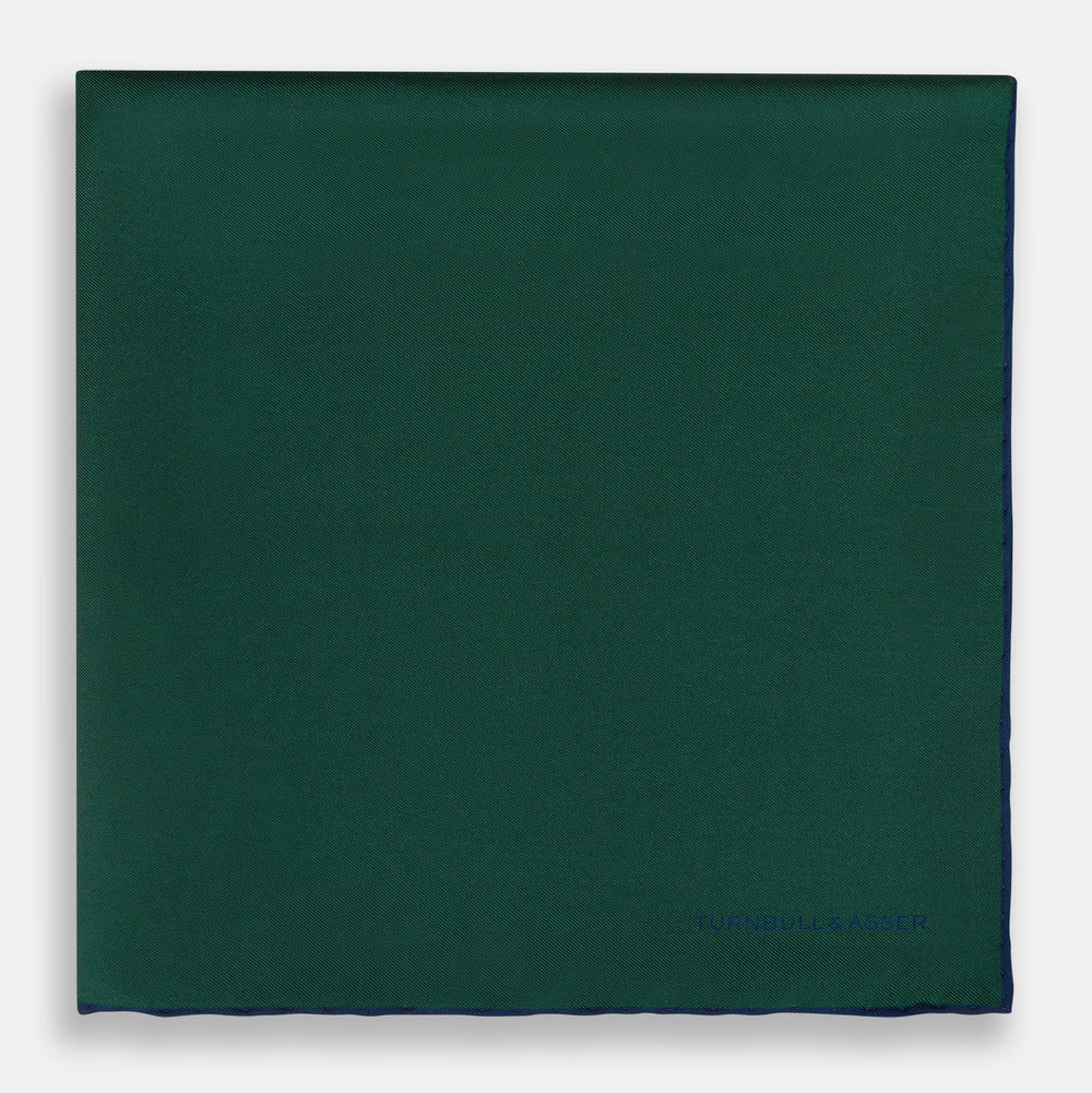Petrol Green Piped Silk Pocket Square