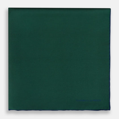 Petrol Green Piped Silk Pocket Square Image 2