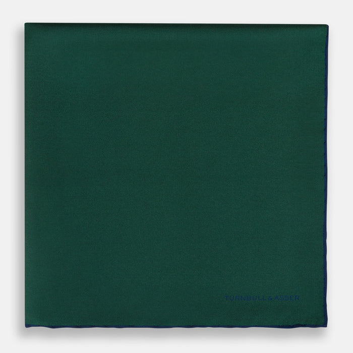 Petrol Green Piped Silk Pocket Square Image 2