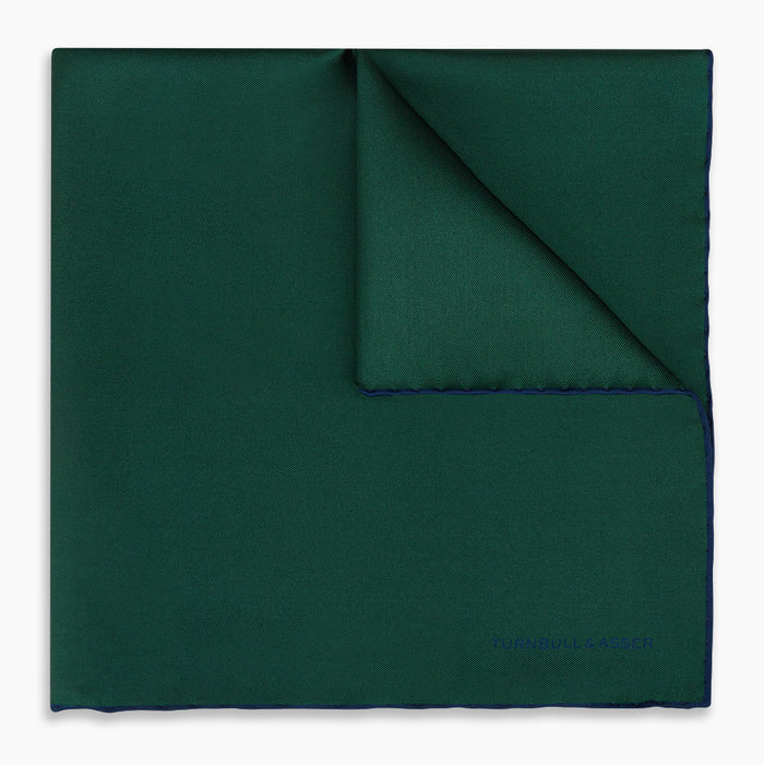 Petrol Green Piped Silk Pocket Square Image 4