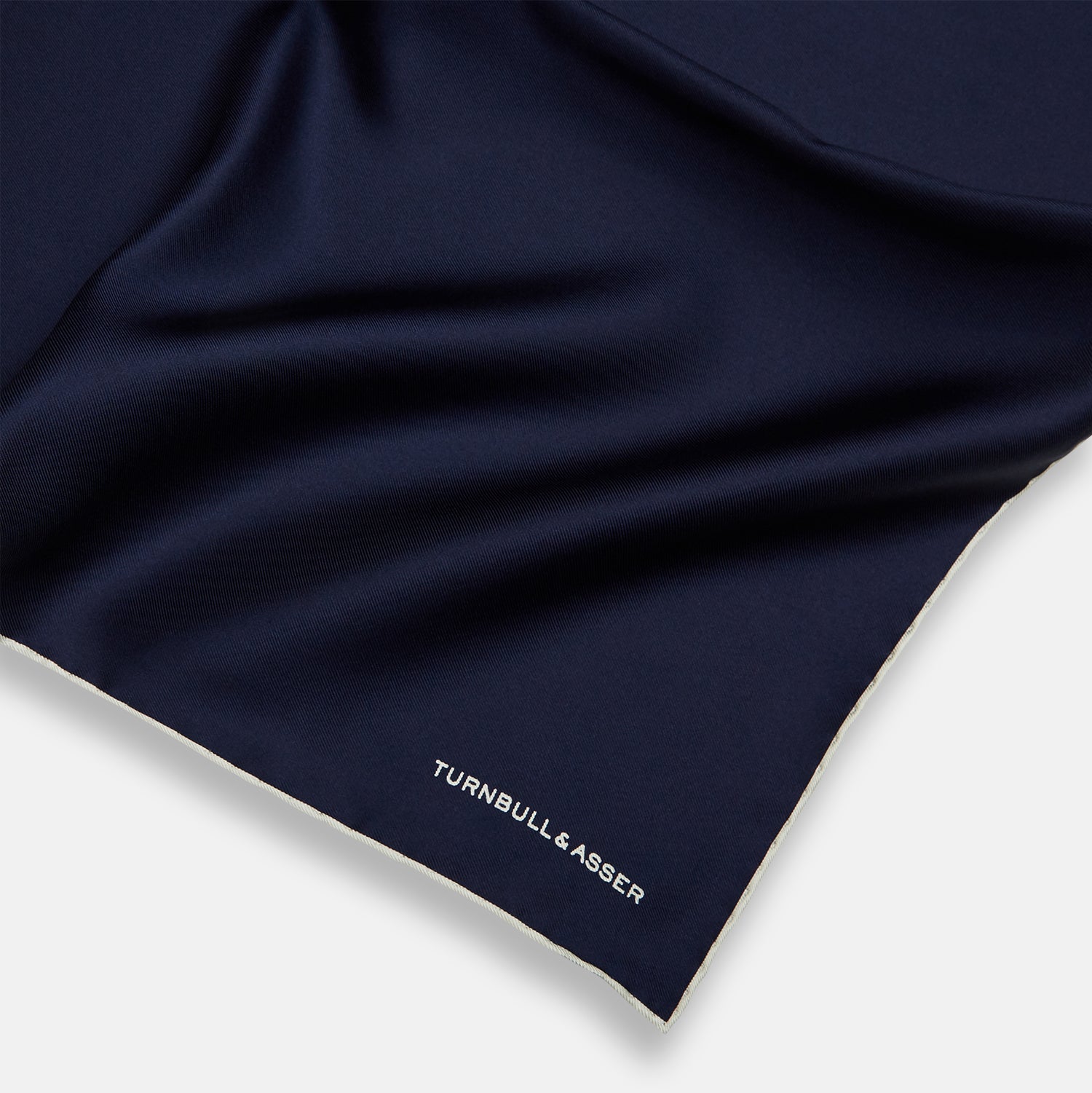 View 2 of product Dark Blue Piped Silk Pocket Square