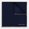 View 1 of product Dark Blue Piped Silk Pocket Square