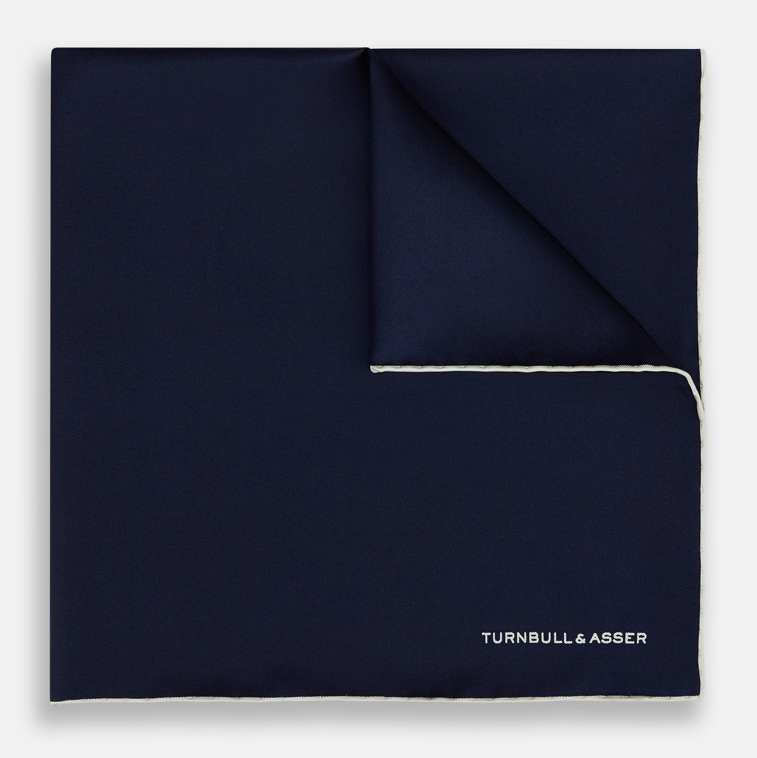 View 1 of product Dark Blue Piped Silk Pocket Square