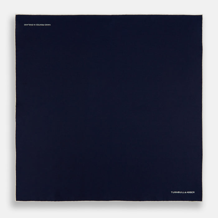 Dark Blue Piped Silk Pocket Square Image 3