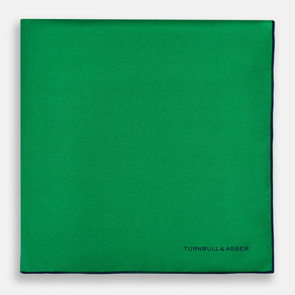 Green Piped Silk Pocket Square Image 2