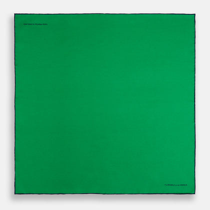 Green Piped Silk Pocket Square Image 3