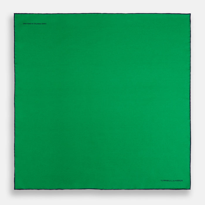 Green Piped Silk Pocket Square Image 3
