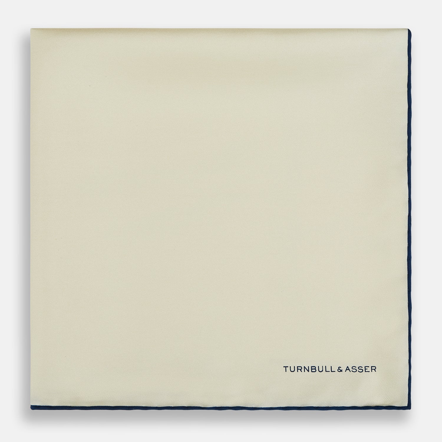 View 3 of product ECRU AND NAVY BLUE PIPED SILK POCKET SQUARE