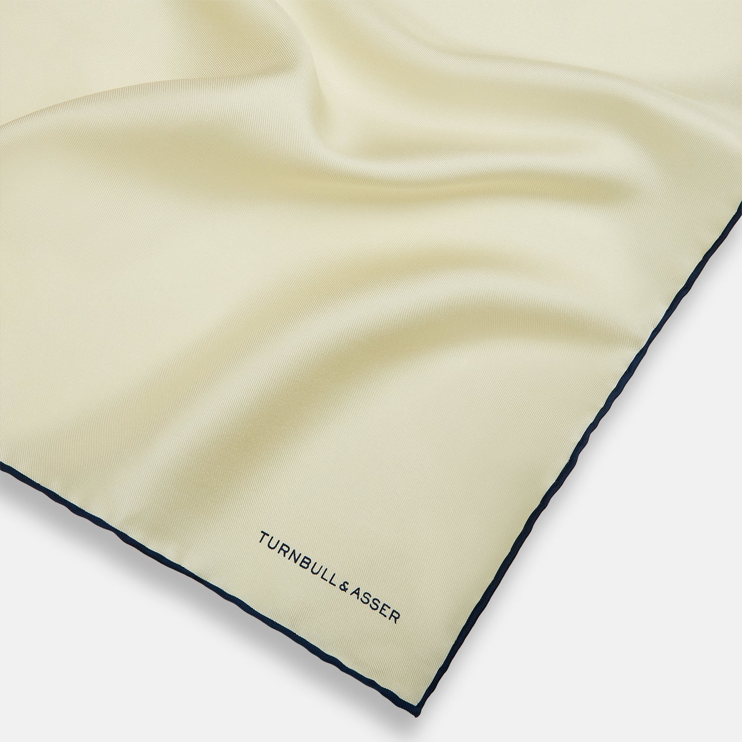 View 2 of product ECRU AND NAVY BLUE PIPED SILK POCKET SQUARE