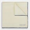 View 1 of product ECRU AND NAVY BLUE PIPED SILK POCKET SQUARE