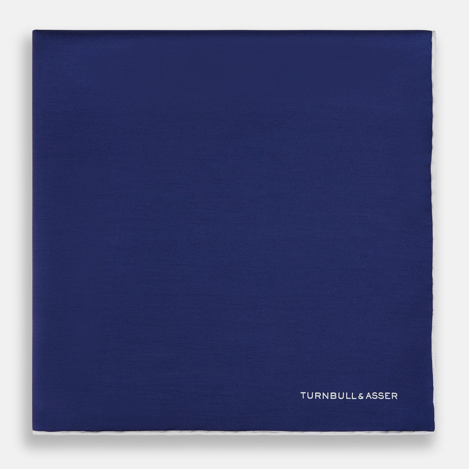 Mid Blue Piped Silk Pocket Square