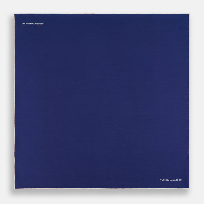 Mid Blue Piped Silk Pocket Square Image 3