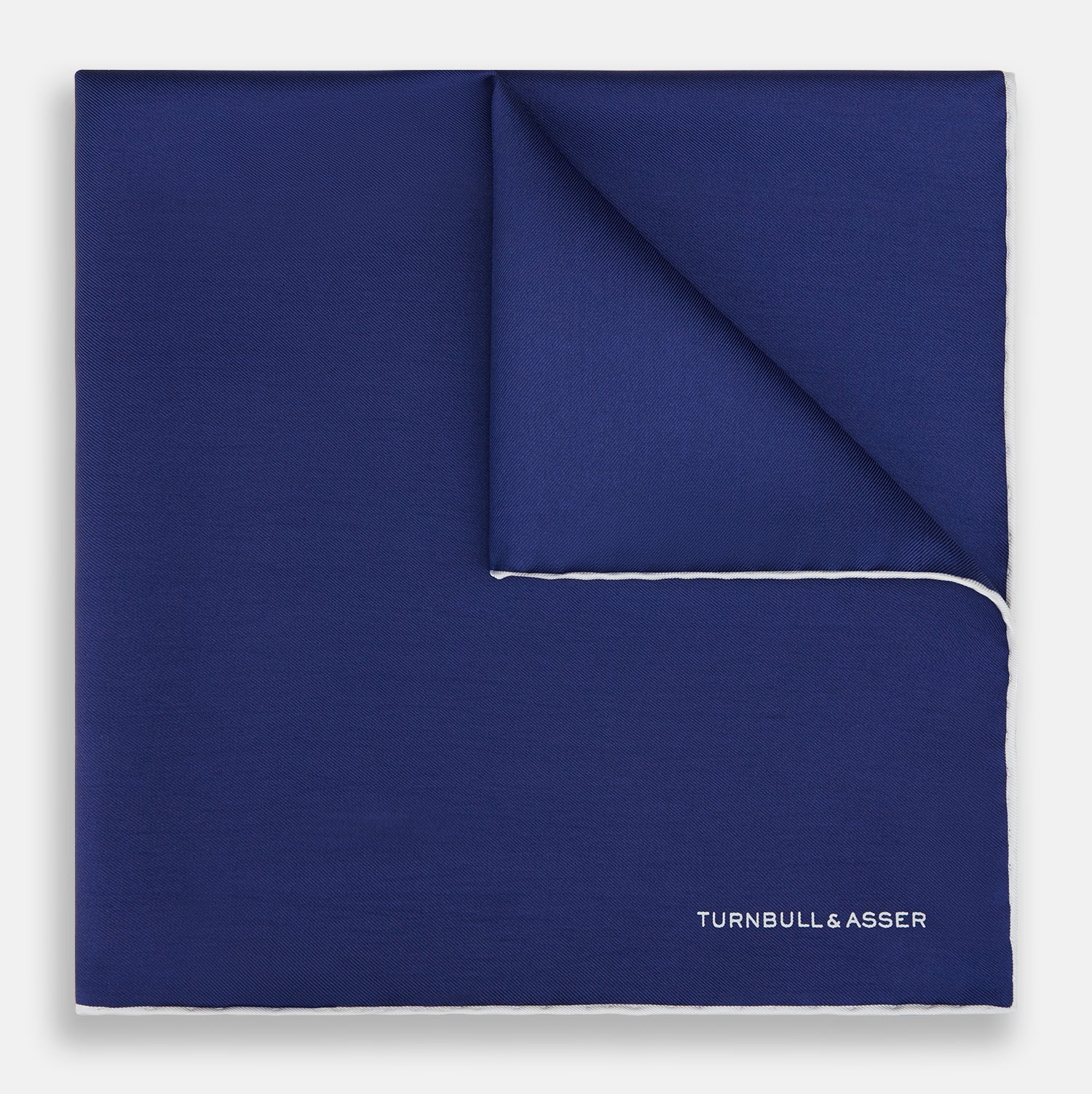 View 1 of product Mid Blue Piped Silk Pocket Square