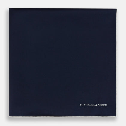 Midnight Blue Piped Silk Pocket Square Image 2