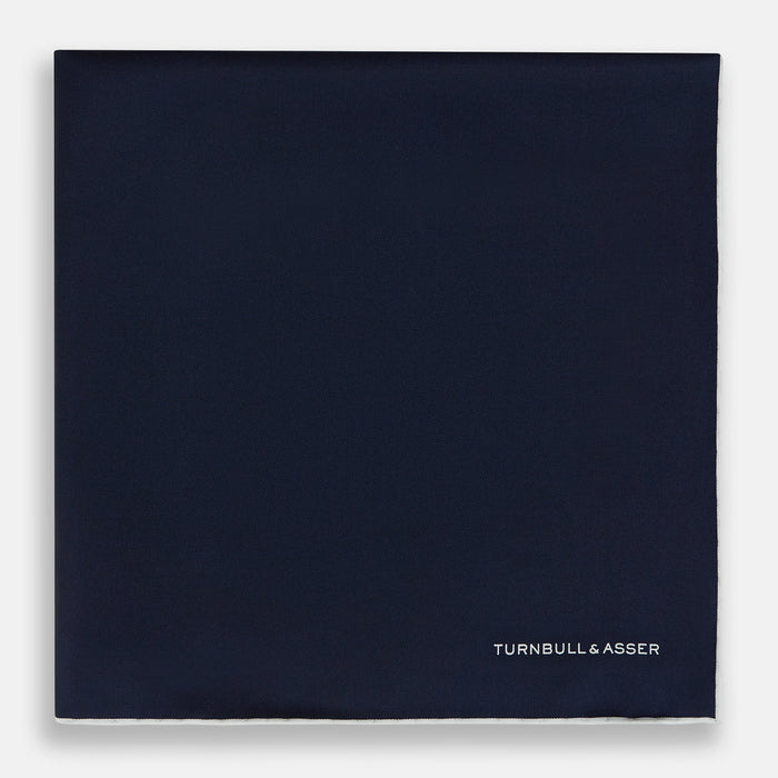 Midnight Blue Piped Silk Pocket Square Image 2