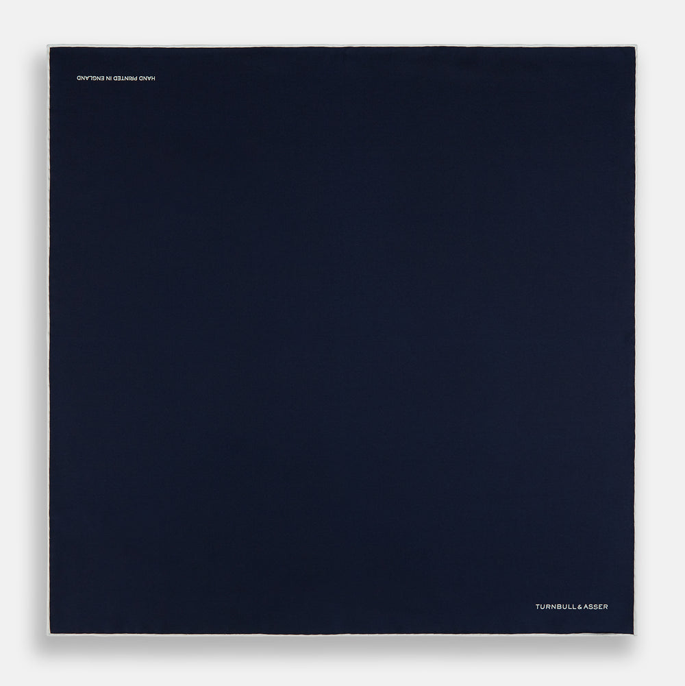Midnight Blue Piped Silk Pocket Square