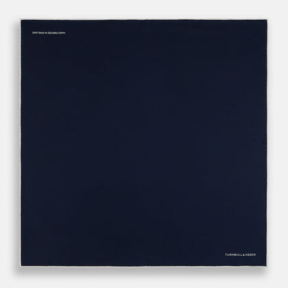 Midnight Blue Piped Silk Pocket Square Image 3