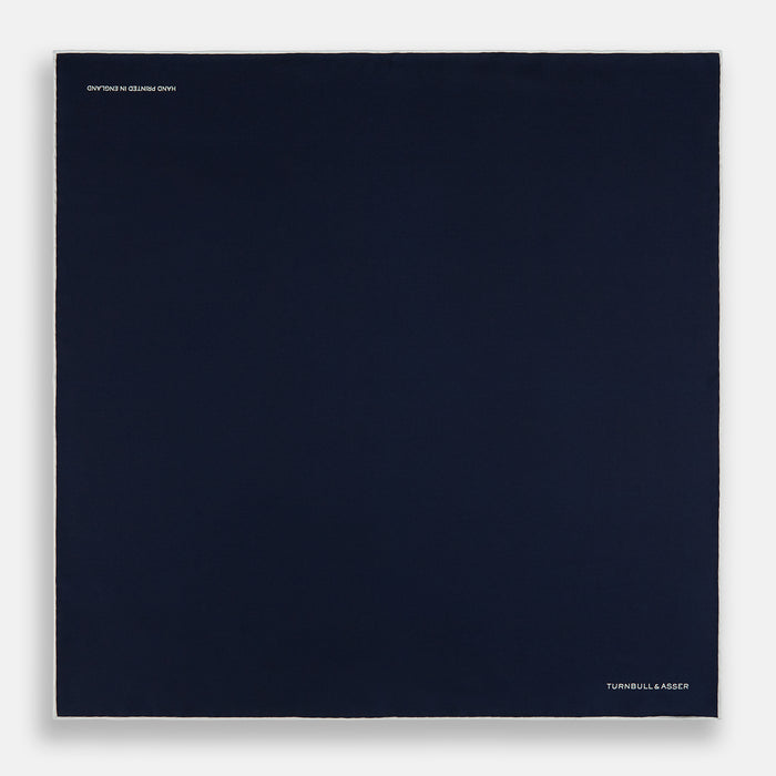 Midnight Blue Piped Silk Pocket Square Image 3