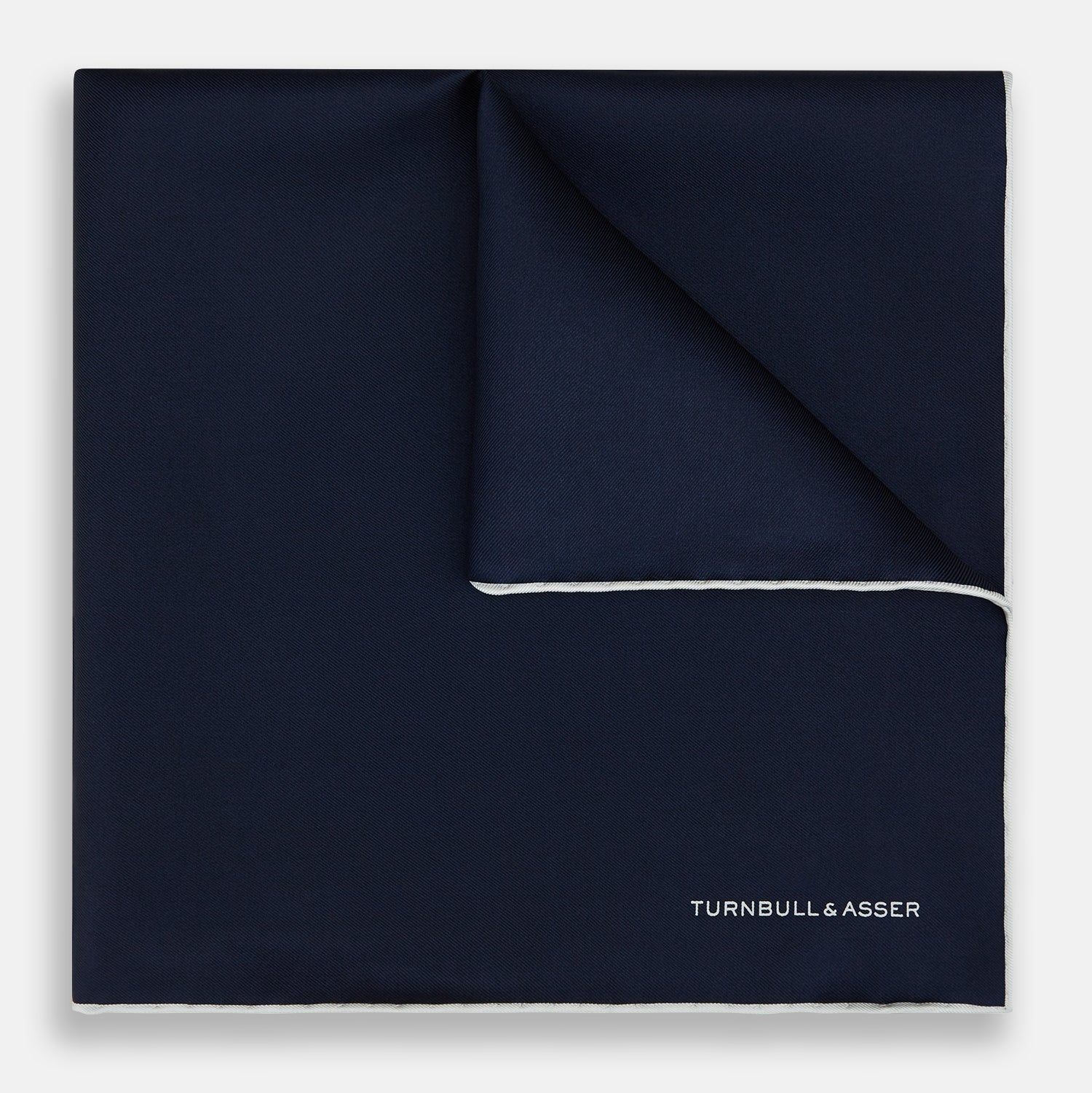 View 1 of product Midnight Blue Piped Silk Pocket Square
