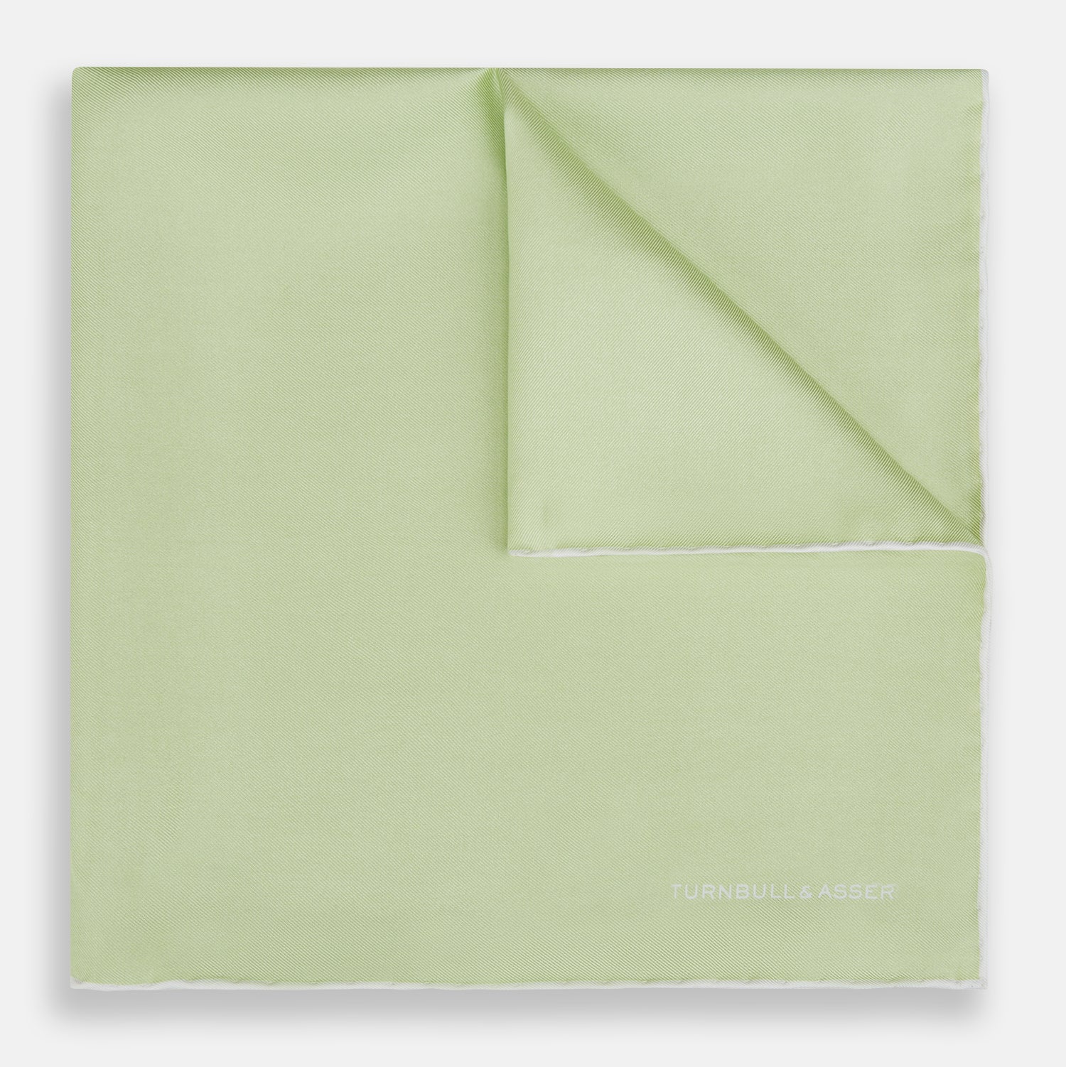 View 1 of product MINT AND ECRU PIPED SILK POCKET SQUARE