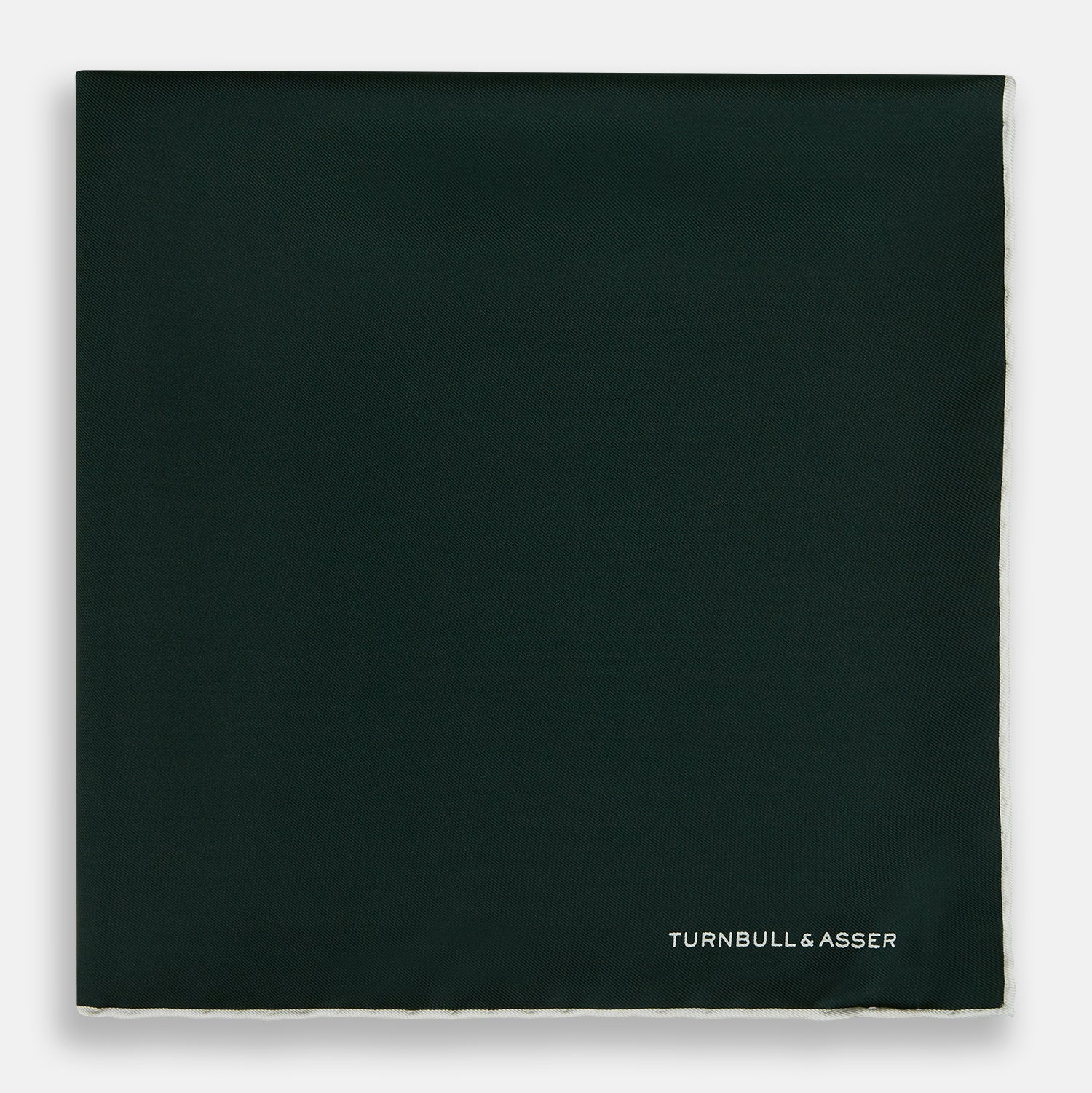 View 3 of product DARK GREEN AND ECRU PIPED SILK POCKET SQUARE