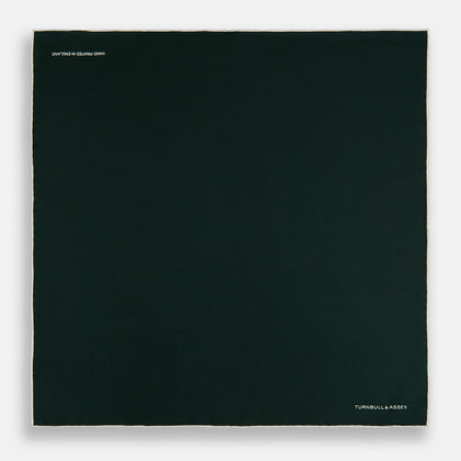 DARK GREEN AND ECRU PIPED SILK POCKET SQUARE Image 3