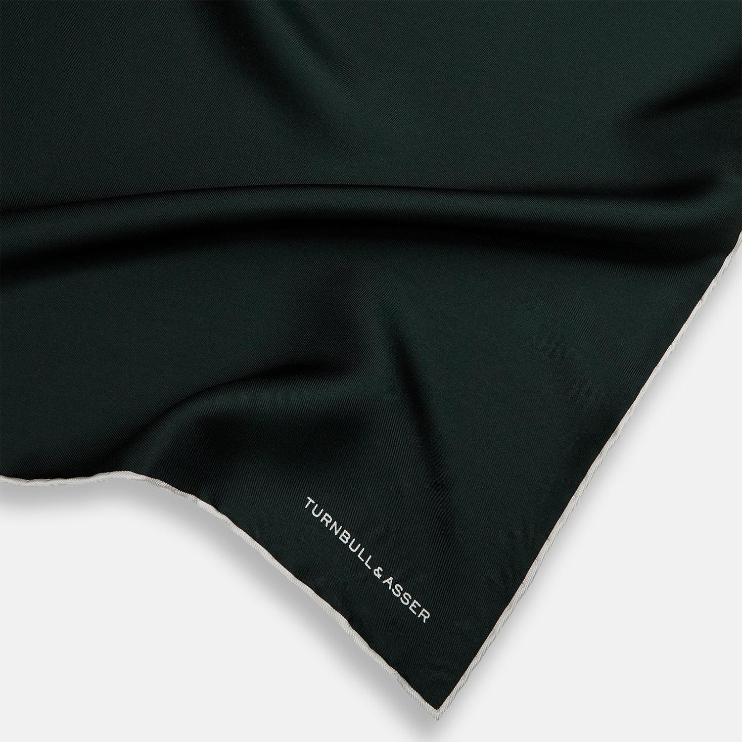 View 2 of product DARK GREEN AND ECRU PIPED SILK POCKET SQUARE