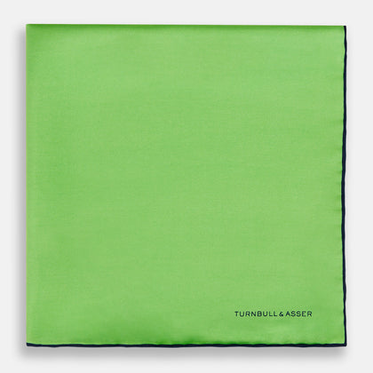 LIGHT GREEN AND BLACK PIPED SILK POCKET SQUARE Image 2