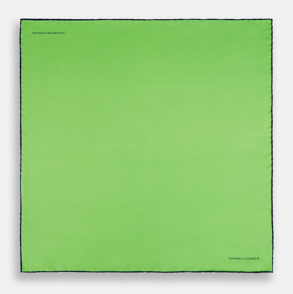 LIGHT GREEN AND BLACK PIPED SILK POCKET SQUARE