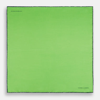 LIGHT GREEN AND BLACK PIPED SILK POCKET SQUARE Image 3