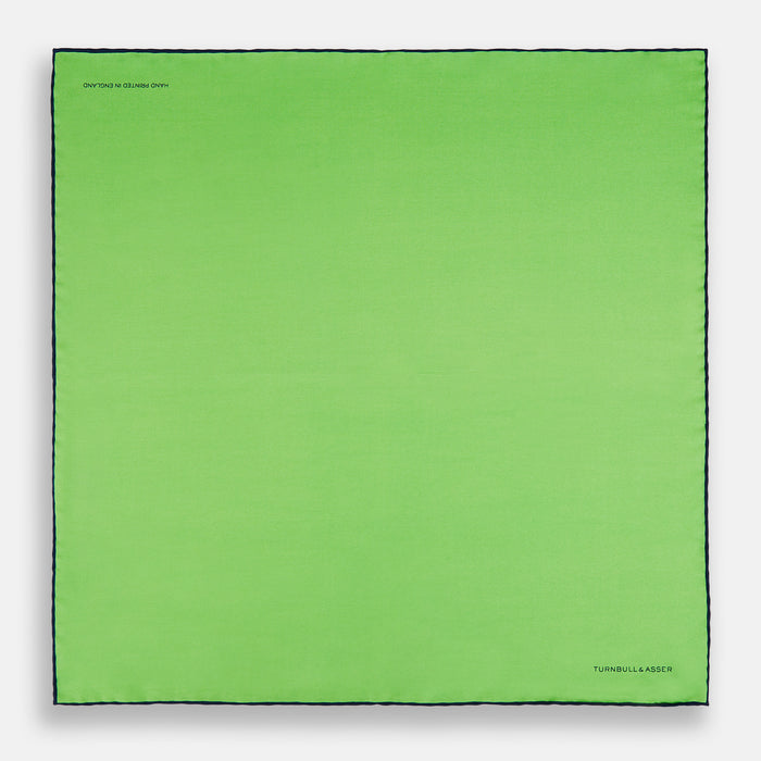 LIGHT GREEN AND BLACK PIPED SILK POCKET SQUARE Image 3