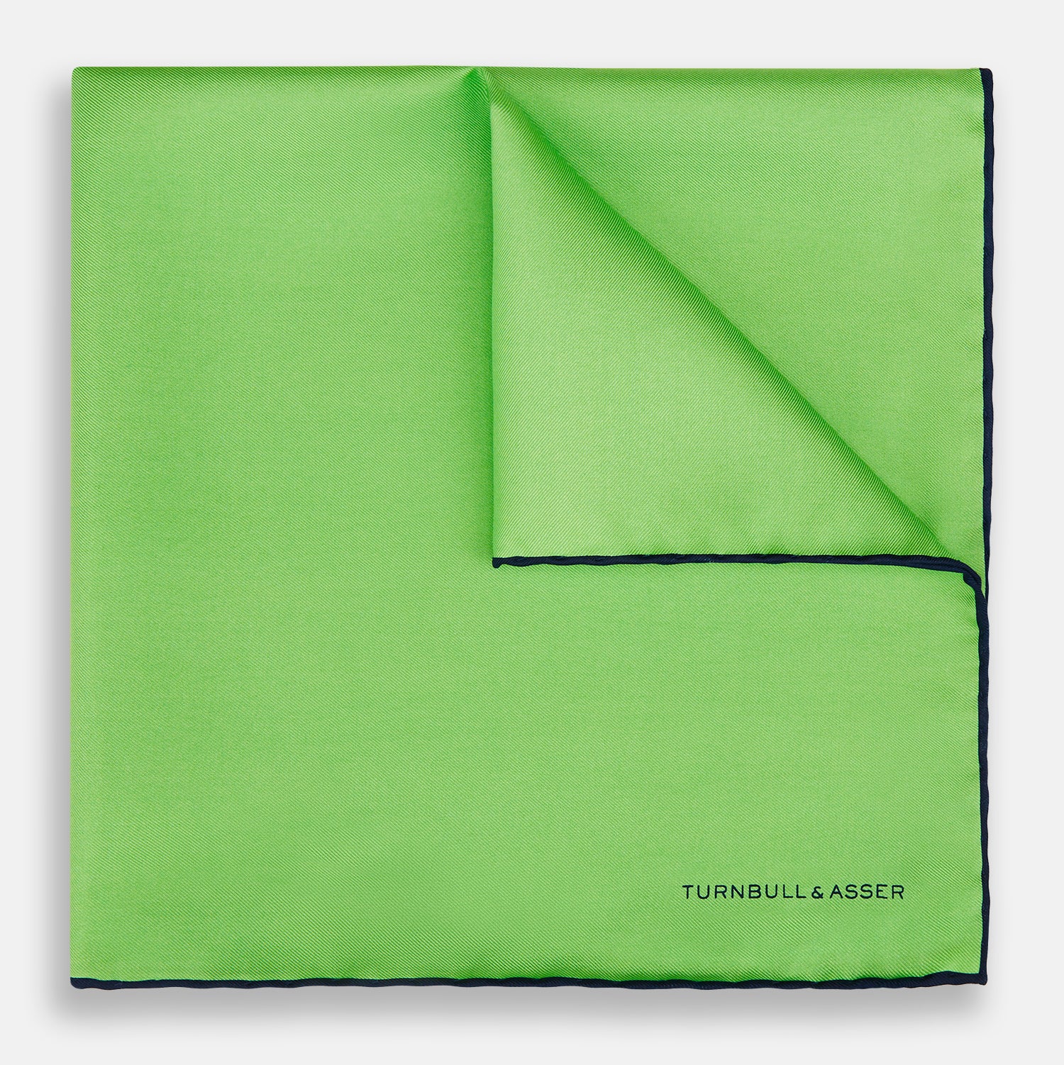 View 1 of product LIGHT GREEN AND BLACK PIPED SILK POCKET SQUARE