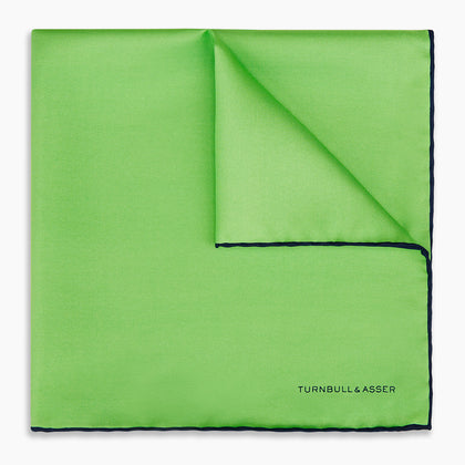 LIGHT GREEN AND BLACK PIPED SILK POCKET SQUARE Image 4