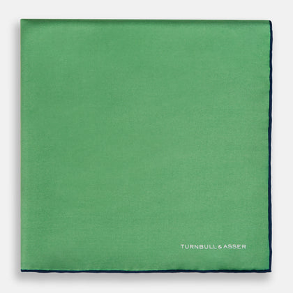 Fern Green Piped Silk Pocket Square Image 2