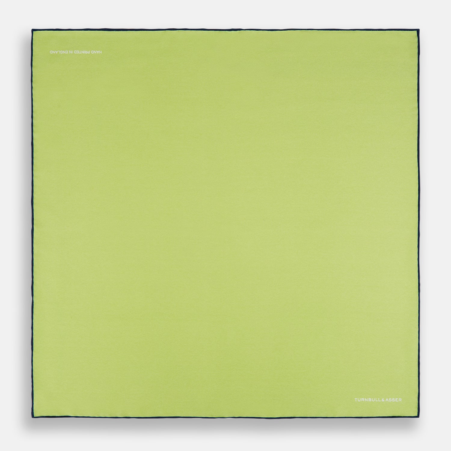 View 4 of product Pistachio Green and Navy Piped Silk Pocket Square