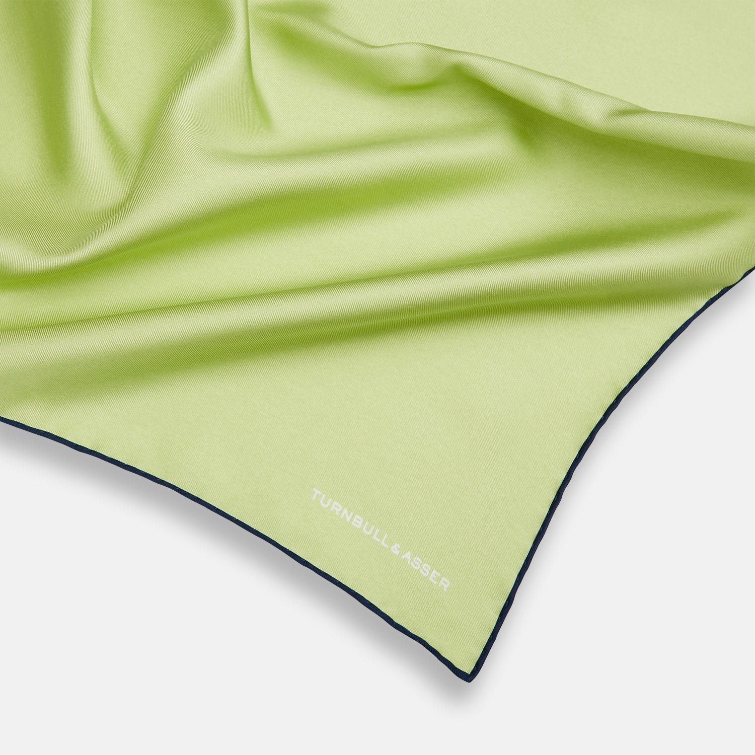 View 2 of product Pistachio Green and Navy Piped Silk Pocket Square