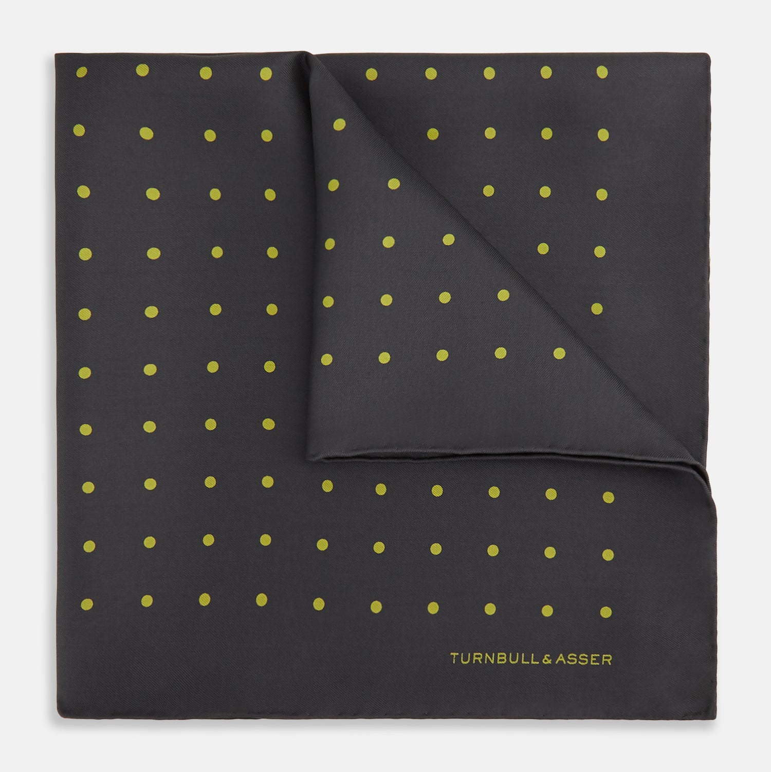 View 1 of product Grey and Lime Spot Silk Pocket Square
