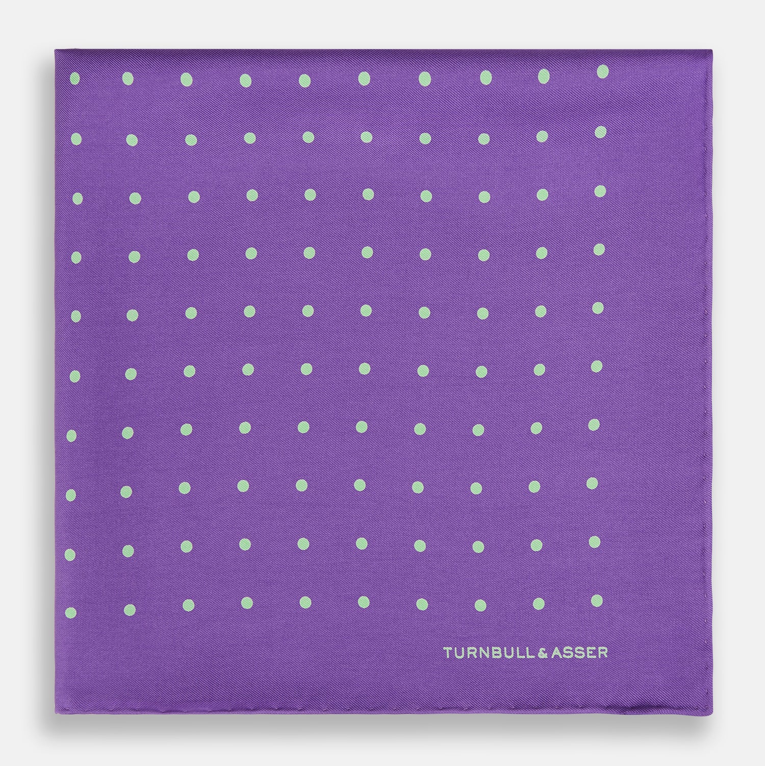 View 3 of product PURPLE AND MINT SPOT SILK POCKET SQUARE