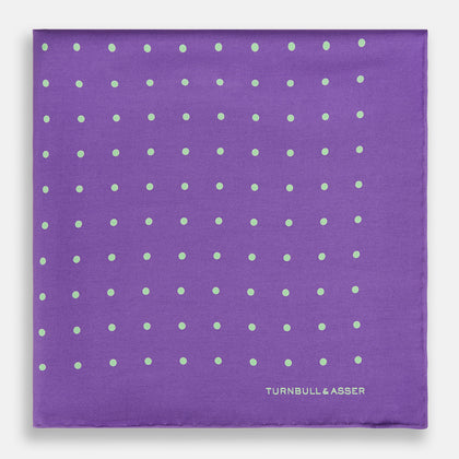 PURPLE AND MINT SPOT SILK POCKET SQUARE Image 2