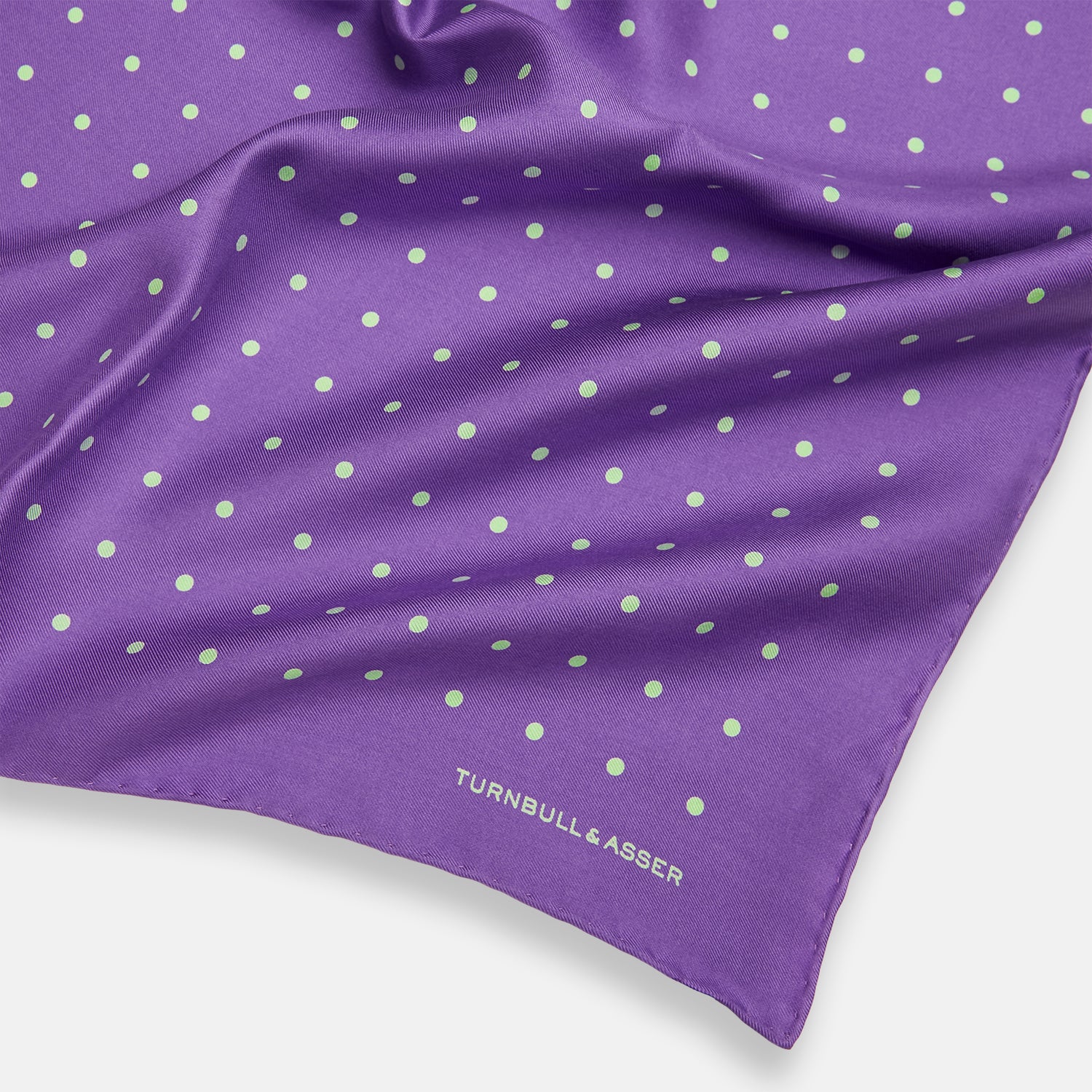 View 2 of product PURPLE AND MINT SPOT SILK POCKET SQUARE