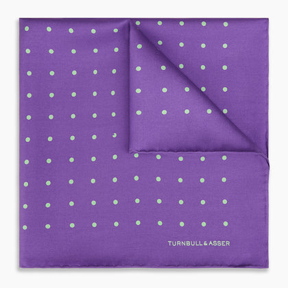 PURPLE AND MINT SPOT SILK POCKET SQUARE Image 4