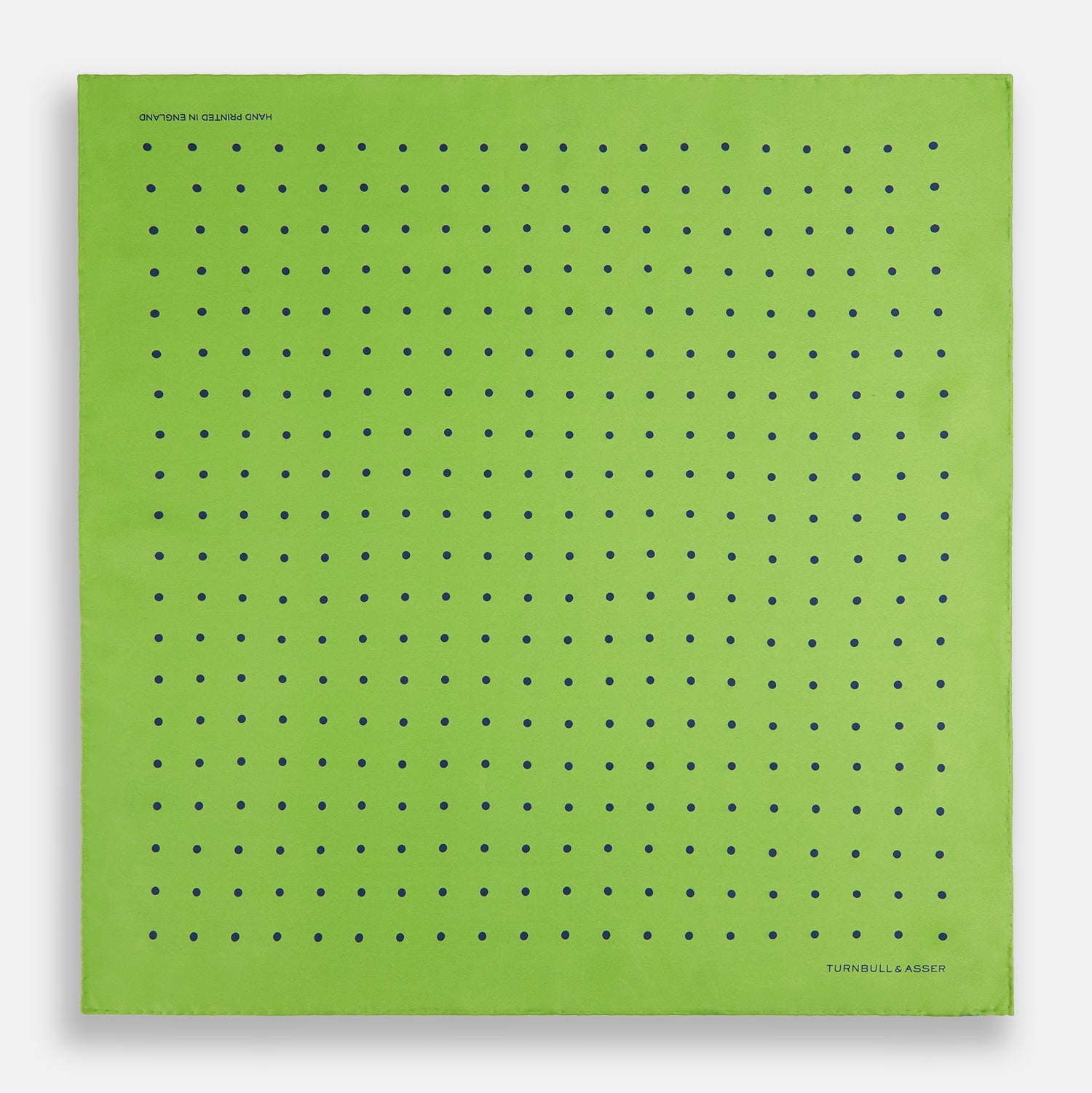 View 4 of product LIME GREEN AND BLUE SPOT SILK POCKET SQUARE