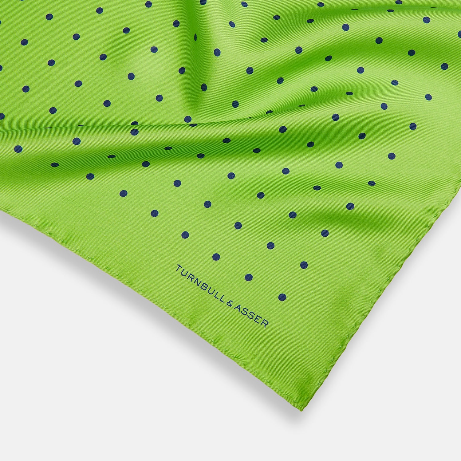 View 2 of product LIME GREEN AND BLUE SPOT SILK POCKET SQUARE