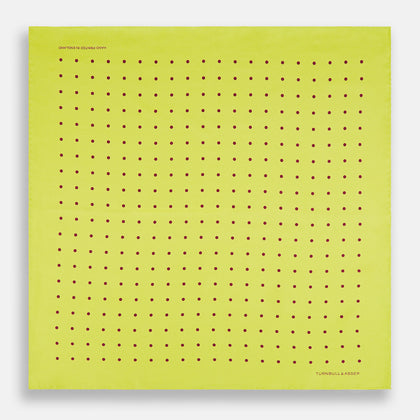 Chartreuse and Mauve Spot Silk Pocket Square Image 3